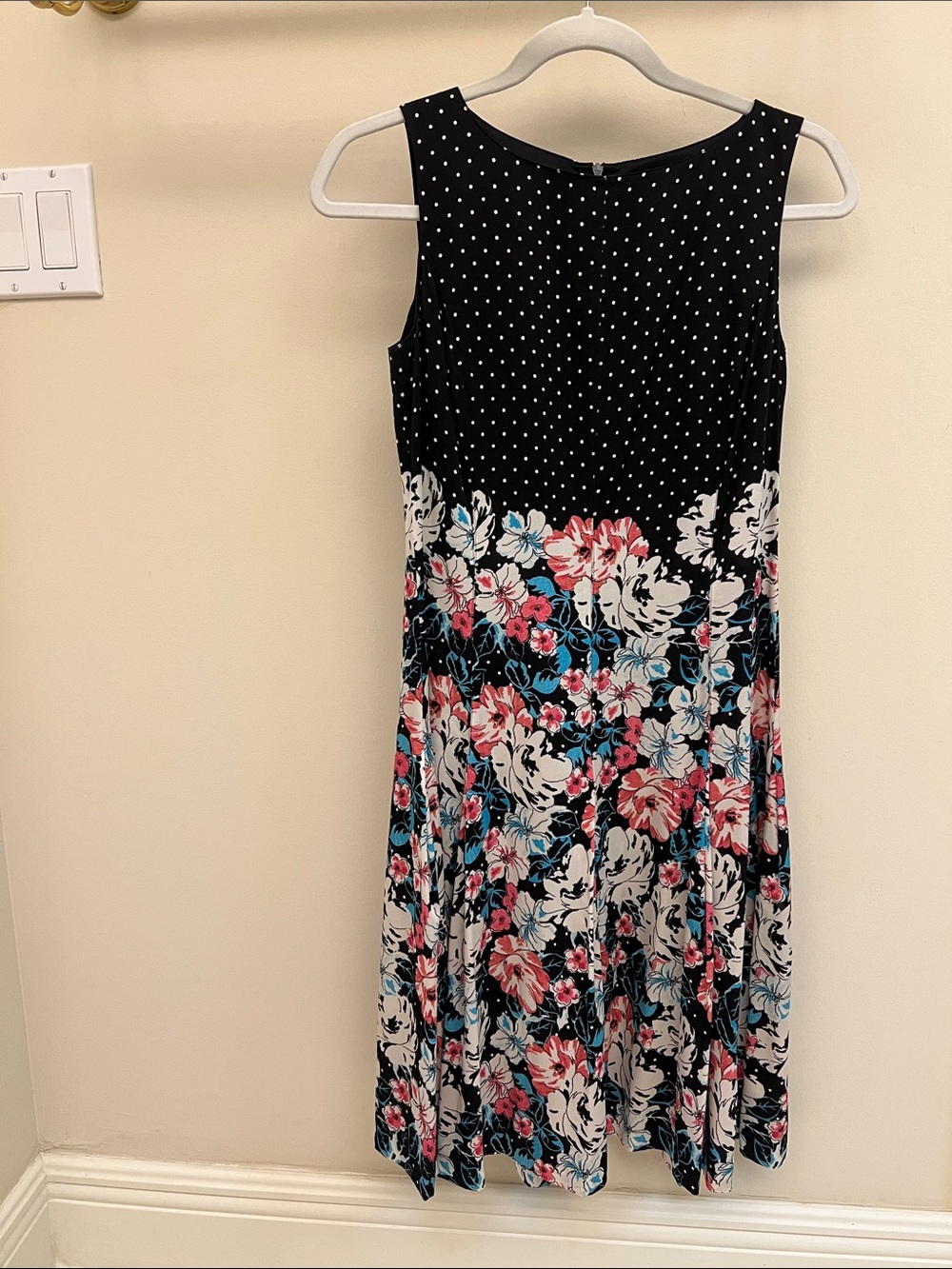 St. John Black Polka Dot and Floral Tote